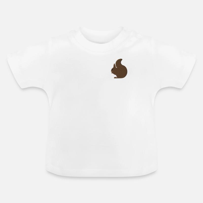 Écureuil brodé - T-shirt bio col rond Bébé - blanc