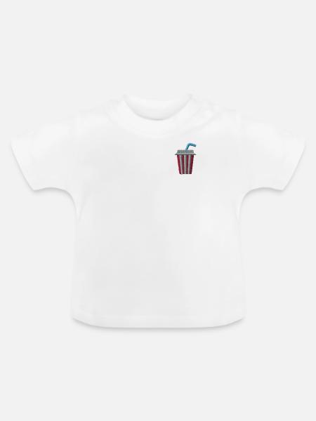 Limonadenbecher bestickt - Baby Bio-T-Shirt mit Rundhals - Weiß
