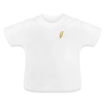 Embroidered lightning bolt - Baby Organic T-Shirt with Round Neck - white - Front