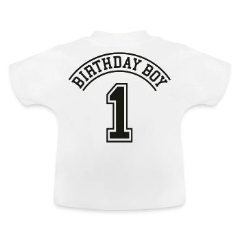 Birthday boy 1 jahre - Baby Bio-T-Shirt mit Rundhals - Weiß - Hinten