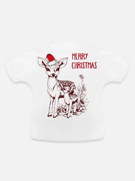Weihnachten Reh mit Kitz - Baby Bio-T-Shirt mit Rundhals - Weiß