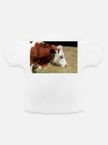 Kuh Poster - Baby Bio-T-Shirt mit Rundhals - Weiß