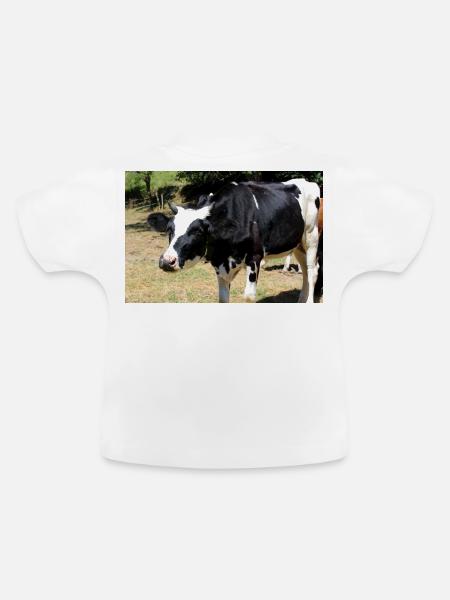 Kuh Poster - Baby Bio-T-Shirt mit Rundhals - Weiß