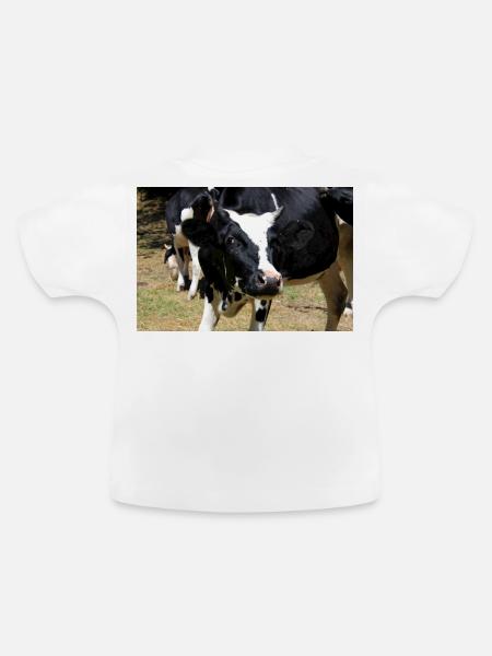 Kuh Poster - Baby Bio-T-Shirt mit Rundhals - Weiß