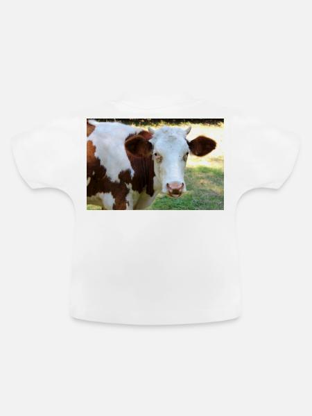 Kuh Poster - Baby Bio-T-Shirt mit Rundhals - Weiß