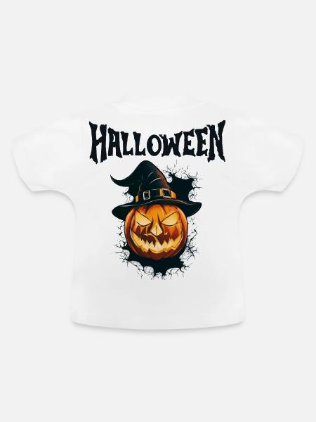 Halloween, Kürbis, Hexerei, Angst - Baby Bio-T-Shirt mit Rundhals - Weiß