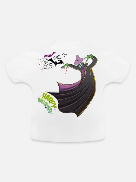 Gruselige Hexe Halloween-Design - Baby Bio-T-Shirt mit Rundhals - Weiß