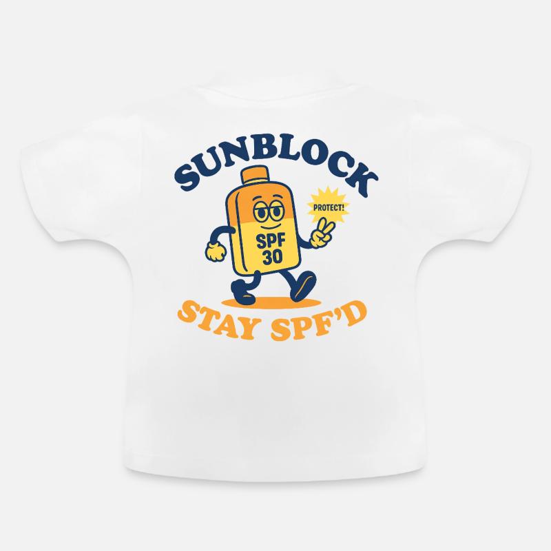 Sunblock Squad – Bleiben Sie mit Lichtschutzfaktor - Baby Bio-T-Shirt mit Rundhals - Weiß