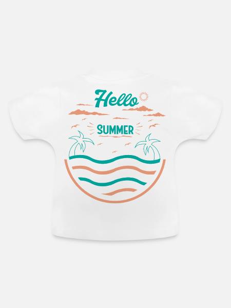 Sommerliches Palmen Strand Design - Baby Bio-T-Shirt mit Rundhals - Weiß