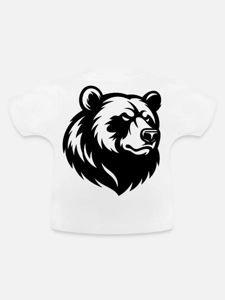 Angry Bear Head - Baby Bio-T-Shirt mit Rundhals - Weiß