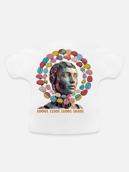 KI-Gehirnzauber im bunten Orbit - Baby Bio-T-Shirt mit Rundhals - Weiß