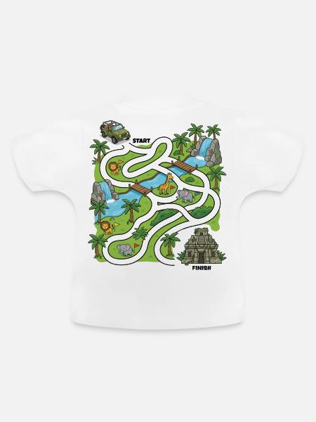 Dschungelsafari-Labyrinth - Baby Bio-T-Shirt mit Rundhals - Weiß