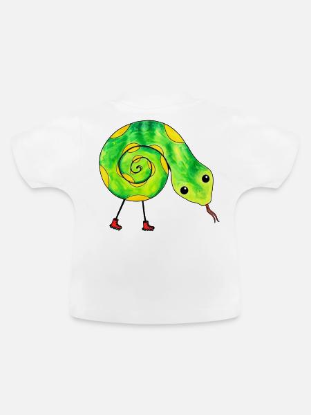 Snake on Skates - Baby Bio-T-Shirt mit Rundhals - Weiß