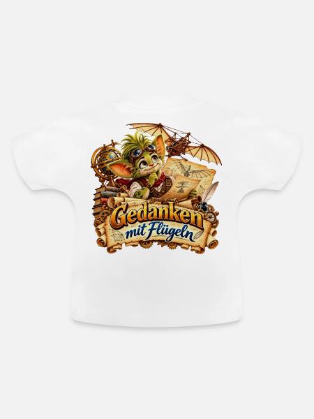 Wenuma Gedanken mit Flügeln - Baby Bio-T-Shirt mit Rundhals - Weiß