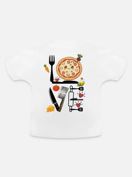 Kawaii Pizzaküche Vergnügen, Liebe - Baby Bio-T-Shirt mit Rundhals - Weiß