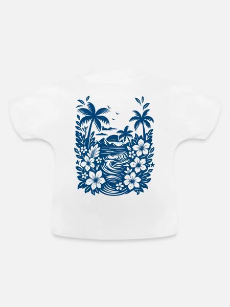 Beach Blue - Baby Bio-T-Shirt mit Rundhals - Weiß
