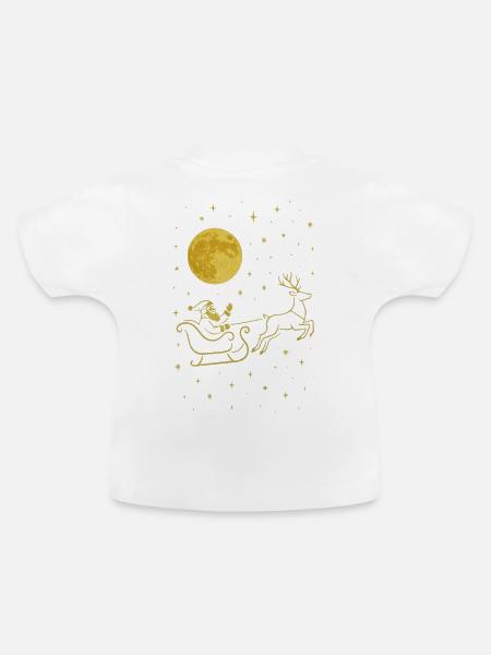 Funkelnder Weihnachtsmann im Rentierschlitten - Baby Bio-T-Shirt mit Rundhals - Weiß