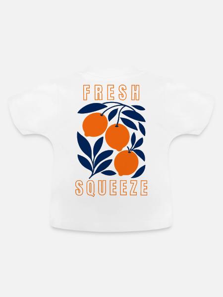 Frische Zitrus-Orangen-Blattdesign - Baby Bio-T-Shirt mit Rundhals - Weiß