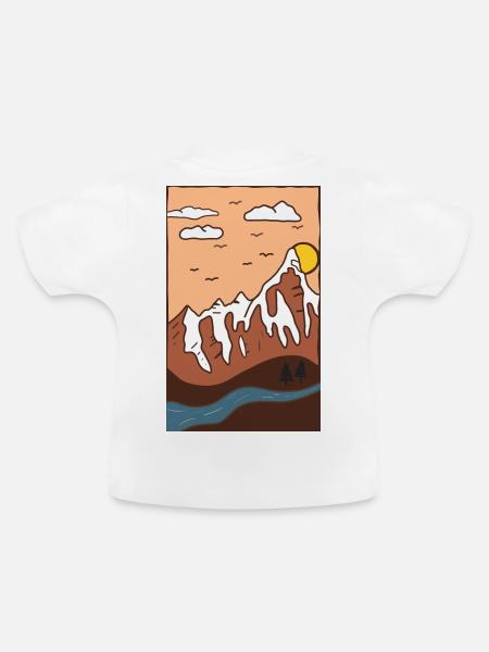 Berglandschaft Sonnenuntergang - Baby Bio-T-Shirt mit Rundhals - Weiß