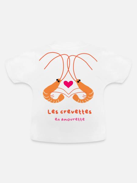Verliebte Garnelen - Baby Bio-T-Shirt mit Rundhals - Weiß