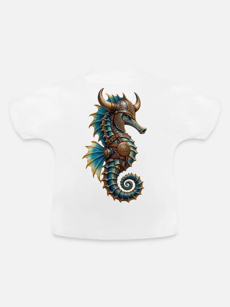 Wikinger-Seepferdchen - Baby Bio-T-Shirt mit Rundhals - Weiß