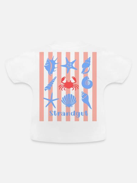 Strandgut Muscheln Seesterne und Krebs - Baby Bio-T-Shirt mit Rundhals - Weiß