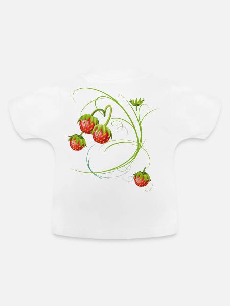 Erdbeeren, Obst - Baby Bio-T-Shirt mit Rundhals - Weiß