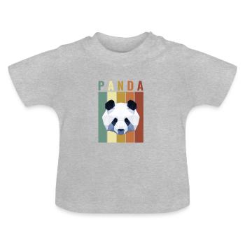 Panda hipster - Baby Organic T-Shirt with Round Neck - heather grey - Front