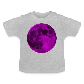 Mysterious Pink Full Moon - Baby Organic T-Shirt with Round Neck - heather grey - Front