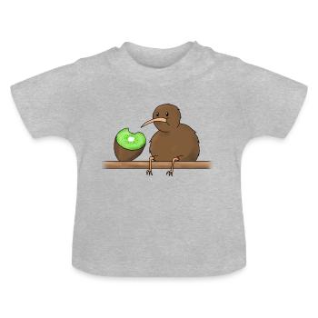 kiwi mangeant un kiwi - T-shirt bio col rond Bébé - gris chiné - Devant