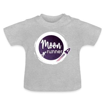 To the moon - Moon Runner - Baby Organic T-Shirt with Round Neck - heather grey - Front