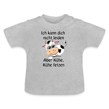 Ich kann dich nicht leiden, aber Kühe fetzen - Baby Bio-T-Shirt mit Rundhals - Grau meliert - Vorne