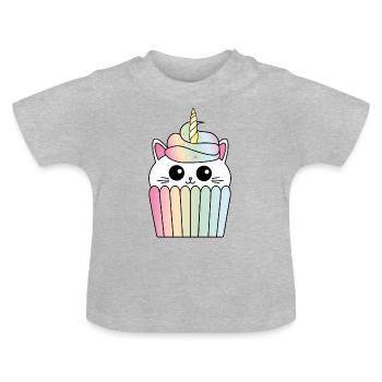 Cat unicorn muffin caticorn sweet nibble gift - Baby Organic T-Shirt with Round Neck - heather grey - Front