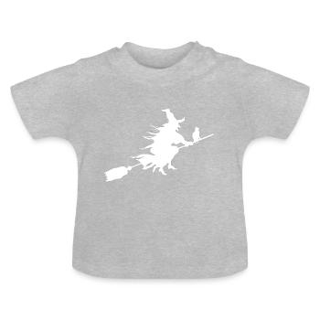Sorcière sur le balai - T-shirt bio col rond Bébé - gris chiné - Devant