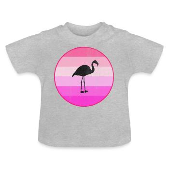 Flamingo - T-shirt bio col rond Bébé - gris chiné - Devant