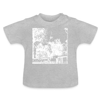 Ma maison - vue sur la cour arrière - idylle rurale - T-shirt bio col rond Bébé - gris chiné - Devant