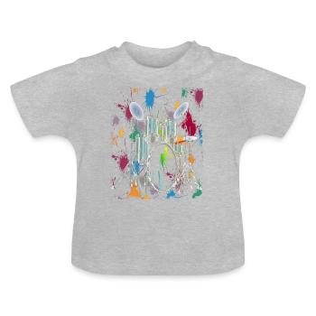 Schlagzeug Drum Set Drummer Drums Grafik Design - Baby Bio-T-Shirt mit Rundhals - Grau meliert - Vorne