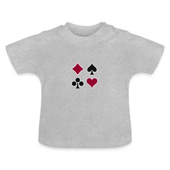 Check Spades Heart Cross White - Baby Bio-T-Shirt mit Rundhals - Grau meliert - Vorne