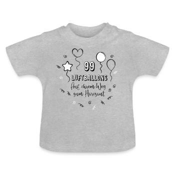 99 Luftballons auf ihrem Weg zum Horizont - Baby Bio-T-Shirt mit Rundhals - Grau meliert - Vorne