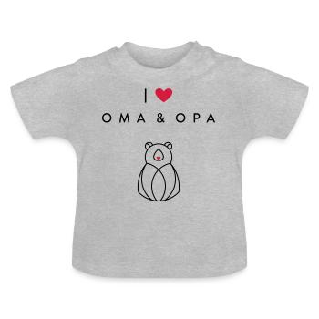 I love OMA & OPA - T-shirt bio col rond Bébé - gris chiné - Devant