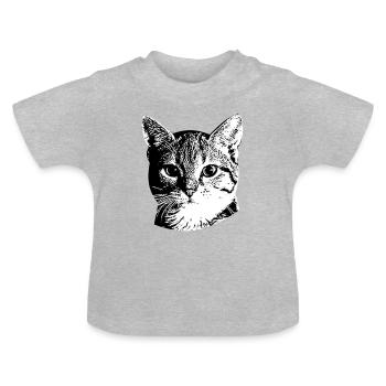 Süßes Katzengesicht - Baby Bio-T-Shirt mit Rundhals - Grau meliert - Vorne