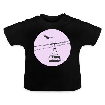 Gondel / Seilbahn mit Adler lila - Baby Bio-T-Shirt mit Rundhals - Schwarz - Vorne