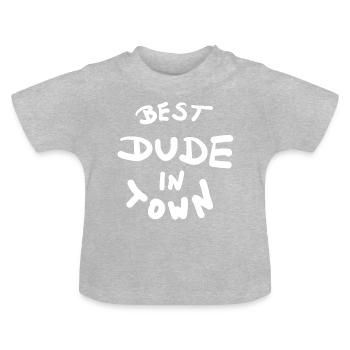 Bester Dude Stadt - Baby Bio-T-Shirt mit Rundhals - Grau meliert - Vorne