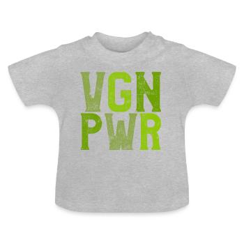 Vegan kraft spruch - Baby Bio-T-Shirt mit Rundhals - Grau meliert - Vorne