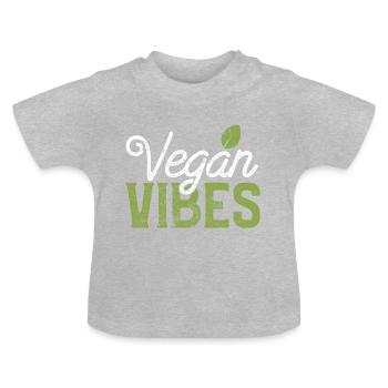 Vegan saying - Baby Organic T-Shirt with Round Neck - heather grey - Front