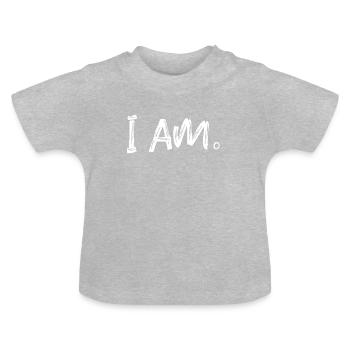 I am - Baby Organic T-Shirt with Round Neck - heather grey - Front