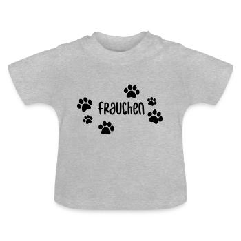Frauchen Hundehalter Partnerdesign - Baby Bio-T-Shirt mit Rundhals - Grau meliert - Vorne