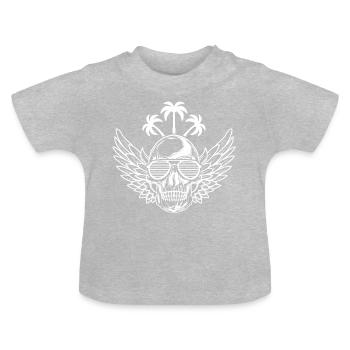 Skeleton Party Palms Cool - Baby Organic T-Shirt with Round Neck - heather grey - Front