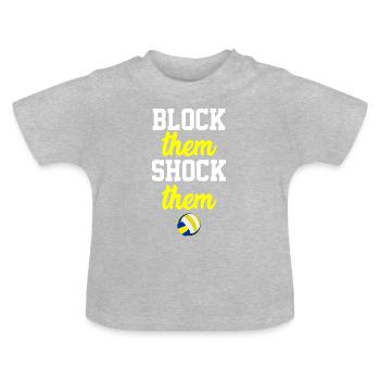Volleyball Block Spruch - Baby Bio-T-Shirt mit Rundhals - Grau meliert - Vorne