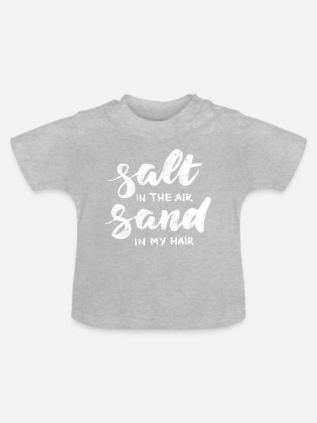 Salt sandstrand sommer - Ekologisk T-shirt med rund hals baby - gråmelerad